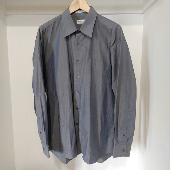 VanHeusen | Mens grey/blue color shift button up dress shirt - Picture 2 of 10